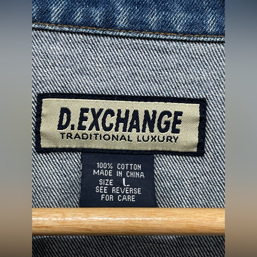 Vintage 90s/Y2K Embroidered Denim Trucker Jacket, Size L - Picture 4 of 8